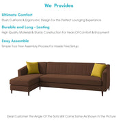 Neyami LHS 6 Seater L Shape Sofa Set for Living Room (Brown) Premium Fabric Sofa Set