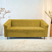 Casaliving Doraldo 3 Seater Sofa Cum Bed for Living Room (Cream Fabric) Premium Fabric Sofa