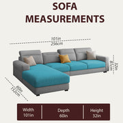 Orion LHS 6 Seater L Shape Sofa Set for Living Room (Turquise Grey Colour) Premium Fabric Sofa