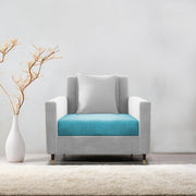 Garcia 1 Seater Sofa Set for Living Room (Turquise Grey - Colour) Premium Fabric Sofa Set