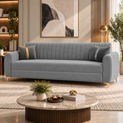 Casaliving Signaturemodel Velure 3 Seater Sofa Set | sued Velvet Fabric| 40D Foam + Zigzag Spring | 3-Yr Warranty (Black Colour)