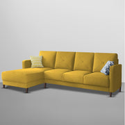 Swaloni LHS 6 Seater L Shape Sofa Set for Living Room (Yellow) Premium Fabric Sofa
