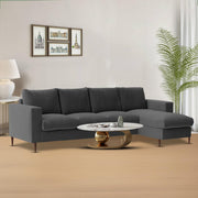 Charmi RHS 6 Seater L Shape Sofa Set for Living Room (Black Fabric) Premium Fabric Sofa