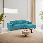 Casaliving Crystal 4 Seater RHS L Shape Sofa Set for Living Room (Black Fabric) Premium Fabric Sofa