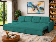 Casaliving Treshta 6 Seater LHS L - Shape Pull-Out Sofa Cum Bed Sofa for Living Room (Dark Grey Fabric Color) Premium Fabric Sofa Set for Living Room Sofa Cum Bed