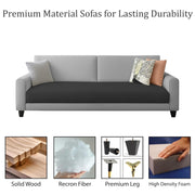 Kaven 3 Seater Sofa Set for Living Room (Black Grey Colour Fabric) Premium Fabric Sofa