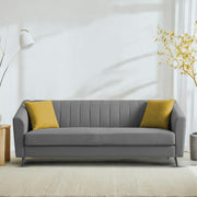 Casaliving Barton 3 Seater Sofa for Living Room (Blue Black Fabric) Premium Fabric Sofa