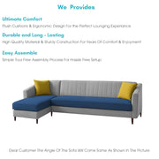 Neyami LHS 6 Seater L Shape Sofa Set for Living Room (Blue Grey) Premium Fabric Sofa Set