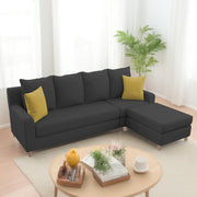 Jester 4 Seater Sofa Set with Center Table for Living Room (Black Colour) Premium Fabric Sofa