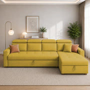 Casaliving Gagnon LHS 4 Seater L Shape Corner Sofa Cum Bed for Living Room with Storage (Black Fabric) Premium Fabric Sofa Cum Bed