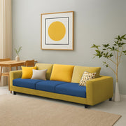 Minta 3 Seater Sofa Set for Living Room (Blue Yellow Colour Fabric) Premium Fabric Sofa