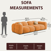 Casaliving Vetras Modern Velvet Bubble Cloud Sofa, Tufted Design Upholstered 3 Seater Sofa Set for Living Room,(Blue Colour) Premium Velvet Fabric Sofa