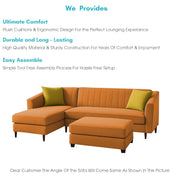 Neyami LHS 4 Seater with Ottoman L Shape Sofa Set for Living Room (Orange) Premium Fabric Sofa Set