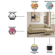 Valkyrie 4 Seater L Shape Convertible Sofa Set for Living Room, 3 Seater & Ottoman Modular Sectional Couch for Small Space (Cream Colour) Fabric