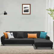 Casaliving Kaven LHS 4 Seater L Shape Sofa Set for Living Room (Black Fabric)