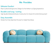 Casaliving Vetras Modern Velvet Bubble Cloud Sofa, Tufted Design Upholstered 3 Seater Sofa Set for Living Room,(Blue Colour) Premium Velvet Fabric Sofa