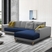 Viva RHS 6 Seater L Shape Sofa Set for Living Room (Blue Grey) Premium Fabric Sofa