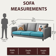 Mikasa 3 Seater Sofa Set for Living Room (Turquise Grey Colour Fabric) Premium Fabric Sofa