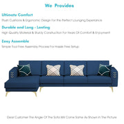 Falco LHS 6 Seater L Shape Sofa Set for Living Room (Blue Fabric) Premium Fabric Sofa