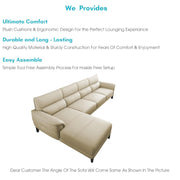 Janifer LHS 6 Seater L Shape Sofa Set for Living Room (Cream Colour) Premium Fabric Sofa Set