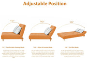 Drantly 3 Seater Sofa Cum Bed for Living Room (Orange Fabric Color) Premium Suede Velvet Fabric Sofa Cum Bed for Living Room