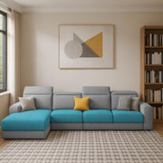 Orion LHS 6 Seater L Shape Sofa Set for Living Room (Turquise Grey Colour) Premium Fabric Sofa