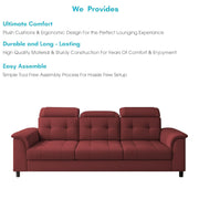 Casaliving Amara 3 Seater Sofa Set for Living Room (Black Pine Colour Fabric) Premium Fabric Sofa