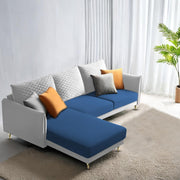 Casaliving Stanly LHS 4 Seater L Shape Sofa Set for Living Room (Blue Fabric) Premium Fabric Sofa