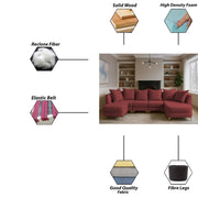 Zoe 8 Seater U Shape Sofa Set for Living Room (Black Grey Colour) Premium Fabric Sofa Set Living Room