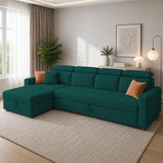 Casaliving Gagnon LHS 4 Seater L Shape Corner Sofa Cum Bed for Living Room with Storage (Black Fabric) Premium Fabric Sofa Cum Bed