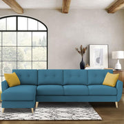 Lizel LHS 6 Seater L Shape Sofa Set for Living Room (Turquise Fabric) Premium Velvet Fabric Sofa