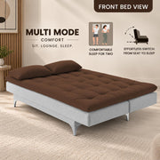 Casaliving Danny Sofa Cum Bed for Living Room Premium Fabric Sofa New 3 Seater Sofa Cum Bed Velvet Fabric with 2 Cushions and Suitable for All Indoor (Black Grey)