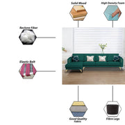Falco LHS 6 Seater L Shape Sofa Set for Living Room (Pine Fabric) Premium Fabric Sofa