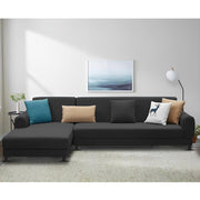Casaliving Kaven LHS 4 Seater L Shape Sofa Set for Living Room (Black Fabric)