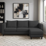 Mikasa 4 Seater RHS L Shape Sofa Set for Living Room (Black Fabric) Premium Fabric Sofa Set for Living Room