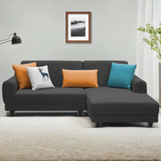 Casaliving Kaven LHS 4 Seater L Shape Sofa Set for Living Room (Black Fabric)
