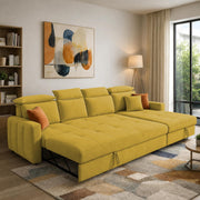 Casaliving Gagnon LHS 4 Seater L Shape Corner Sofa Cum Bed for Living Room with Storage (Black Fabric) Premium Fabric Sofa Cum Bed