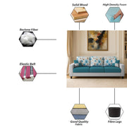 Rolando 3 Seater Sofa Set for Living Room (Turquise Grey Colour) Premium Fabric Sofa Set