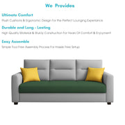 Evona 3 Seater Sofa Set for Living Room (Green Grey Colour Fabric) Premium Fabric Sofa