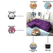 Martin 4 Seater LHS L Shape Sofa Set for Living Room (Purple Colour Fabric)