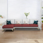 Falco LHS 6 Seater L Shape Sofa Set for Living Room (Maroon Grey Fabric) Premium Fabric Sofa