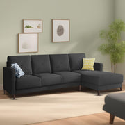 Swaloni RHS 6 Seater L Shape Sofa Set for Living Room (Black) Premium Fabric Sofa