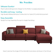 Orion RHS 6 Seater L Shape Sofa Set for Living Room (Maroon Colour) Premium Fabric Sofa