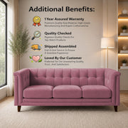 Casaliving Fento 3 Seater Sofa Set for Living Room, 3 Seater (Black) Colour Premium Velvet Fabric Sofa