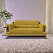 Falconar 3 Seater Sofa Set for Living Room (Yellow Fabric) Premium Fabric Sofa