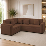 Casaliving Rion 6 Seater L Shape Corner Sofa Cum Bed for Living Room (Black Fabric) Premium Fabric Sofa Cum Bed
