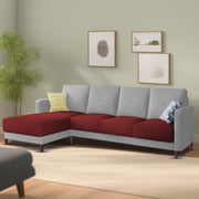 Swaloni LHS 6 Seater L Shape Sofa Set for Living Room (Maroon Grey) Premium Fabric Sofa