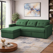 Casaliving Treshta 4 Seater LHS L - Shape Pull-Out Sofa Cum Bed with Storage Sofa for Living Room (Brown Fabric Color) Premium Fabric Sofa Set for Living Room Sofa Cum Bed