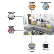 Afie RHS 6 Seater L Shape Sofa Set for Living Room (Black Grey Fabric) Premium Fabric Sofa