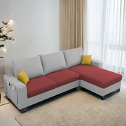 Casaliving Porto RHS 4 Seater L Shape Sofa Set for Living Room (Black Fabric) Premium Velvet Fabric Sofa Set - Black